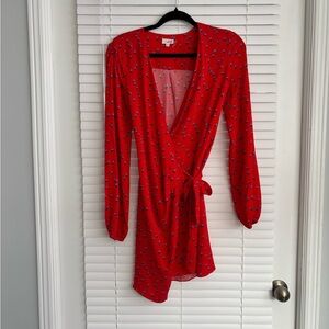 Red Long Sleeve Wrap Sundress